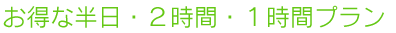 お得な半日・2時間・1時間プラン